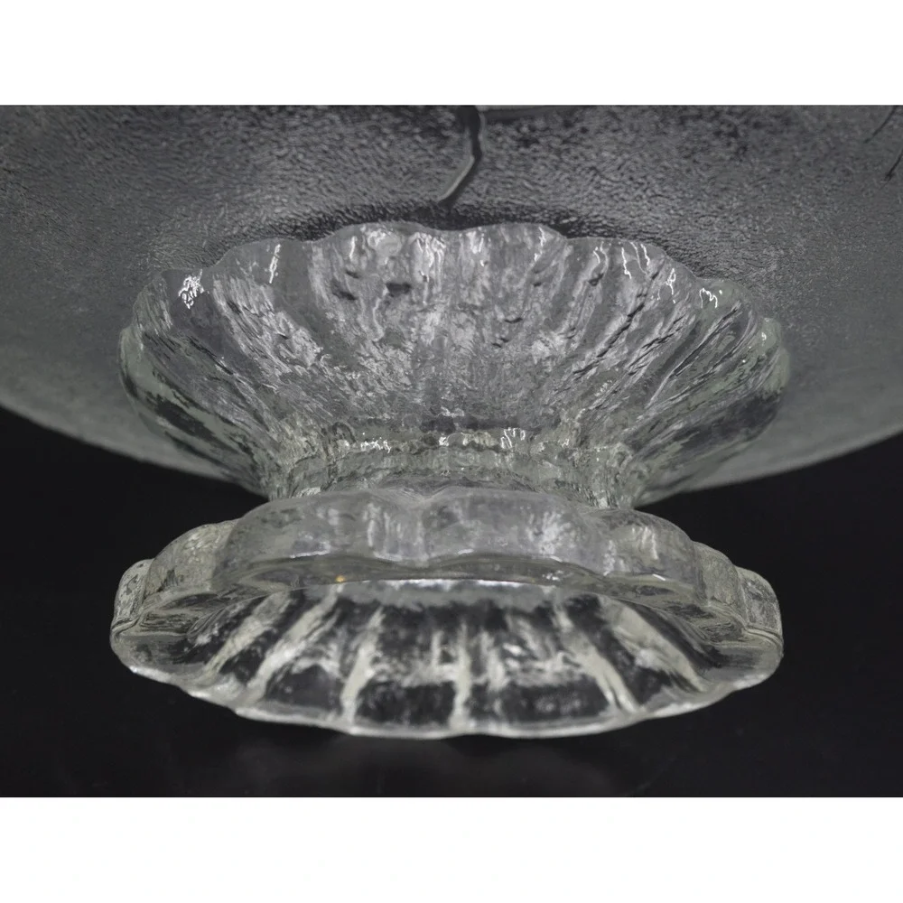 Vintage Pinecone Textured Glass Pedestal Bowl and 4 Serving Cups Set Clear Good